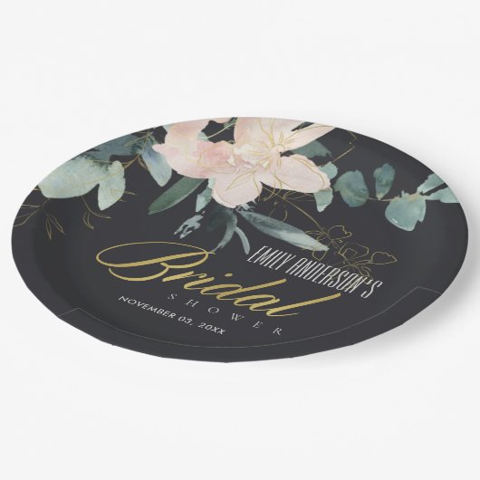 ZWARTE ZWART BLORAAL BUNCH WATERVERF VRIJGEZELLENF PAPIEREN BORDJE (Gekanteld)