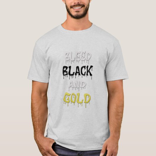 ZWARTE ZWART EN GOUD T-SHIRT T SHIRT (Voorkant)