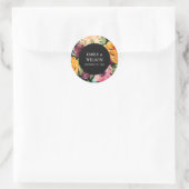 ZWARTE ZWART GEEL ORANJE FLORAAL BUNCH WEDING RONDE STICKER (Tas)