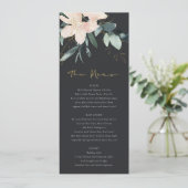 ZWARTE ZWART GOLD FLORAL BUNCH WATERVERF WEDING MENU (Staand voorkant)