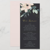 ZWARTE ZWART GOLD FLORAL BUNCH WATERVERF WEDING MENU (Voorkant / Achterkant)