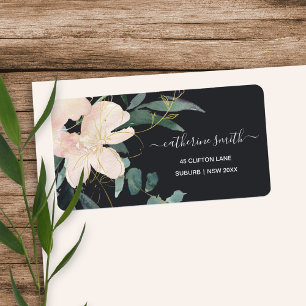 ZWARTE ZWART GOUD FLORAL BUNCH WATERVERF ADRES ETIKET