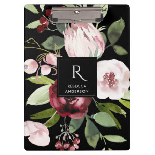 ZWARTE ZWART PINK BURGUNDY PROTEA FLORAL KLEMBORD