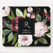 ZWARTE ZWART PINK BURGUNDY PROTEA FLORAL MUISMAT (Voorkant)
