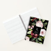  ZWARTE ZWART PINK BURGUNDY PROTEA FLORAL NOTITIEBOEK (Binnen)