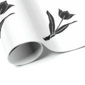 Zwarte Zwart-witte Tulp, Bloem, Bloemen Cadeaupapier (Rol Hoek)