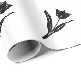 Zwarte Zwart-witte Tulp, Bloem, Bloemen Cadeaupapier