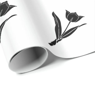 Zwarte Zwart-witte Tulp, Bloem, Bloemen Cadeaupapier