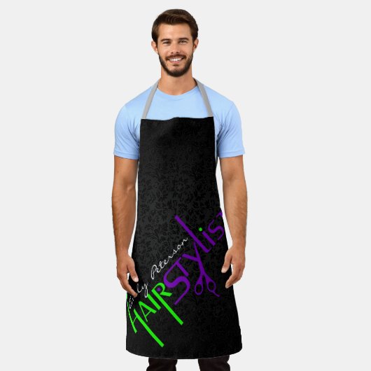 Zwarte zwarte en Paarse haarlijst Schort (Gedragen)