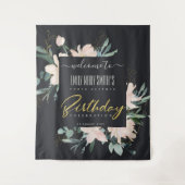 ZWARTE, ZWARTE GOUDE FLORAAL ELK JAAR BIRTHDAY WEL WANDKLEED (Voorkant)