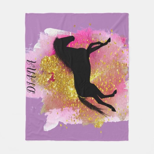 ZWARTE ZWARTE HORSE GEPERSONALISEERDE BLANKET FLEECE DEKEN (Voorkant)
