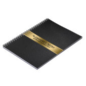 Zwarte, zwarte leder, gouden accessoires notitieboek (Linkerzijde)