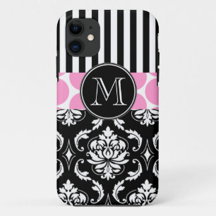 ZWARTE ZWARTE STRIPES DAMASKMONOGRAM Case-Mate iPhone CASE