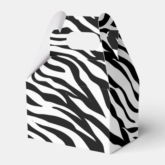Zwarte zwarte zebra print safari verjaardagsfeestj bedankdoosjes (Achterkant)