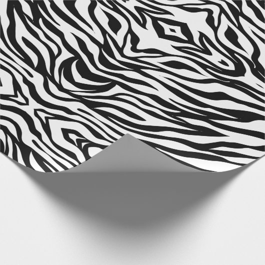 Zwarte zwarte zebra print safari verjaardagsfeestj cadeaupapier (Hoek)