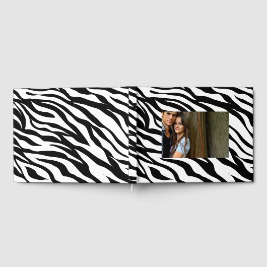 Zwarte zwarte zebra print safari verjaardagsfeestj gastenboek (Volledig)