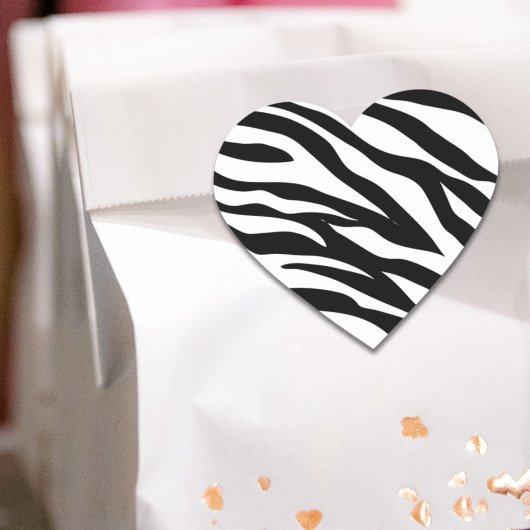 Zwarte zwarte zebra print safari verjaardagsfeestj hart sticker