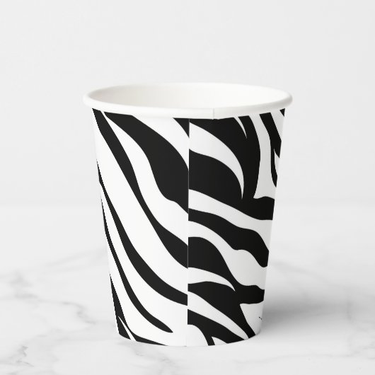 Zwarte zwarte zebra print safari verjaardagsfeestj papieren bekers (Rechts)
