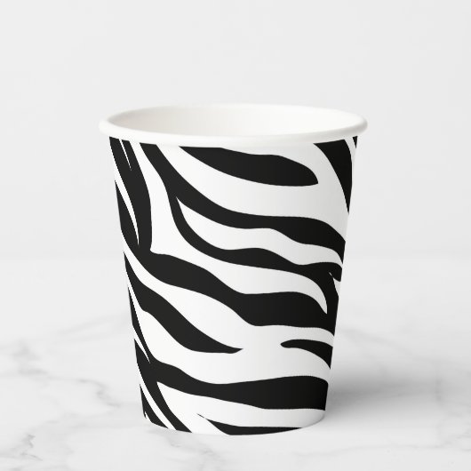 Zwarte zwarte zebra print safari verjaardagsfeestj papieren bekers (Voorkant)