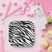 Zwarte zwarte zebra print safari verjaardagsfeestj papieren bordje (Feest)