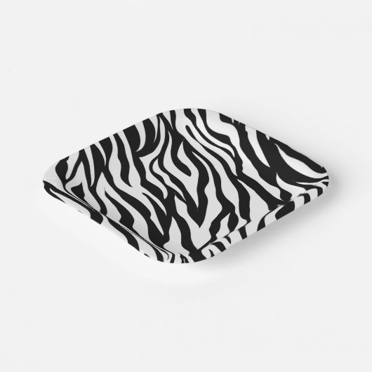 Zwarte zwarte zebra print safari verjaardagsfeestj papieren bordje (Gebogen)