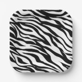 Zwarte zwarte zebra print safari verjaardagsfeestj papieren bordje (Voorkant)