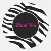 Zwarte zwarte zebra print safari verjaardagsfeestj ronde sticker (Voorkant)