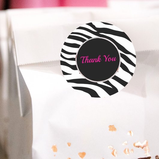 Zwarte zwarte zebra print safari verjaardagsfeestj ronde sticker