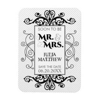 Zwarte  zwembroeken bewaren de datum van huwelijk magneet