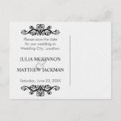 Zwarte  zwembroeken die de datum opslaan aankondigingskaart (Achterkant)