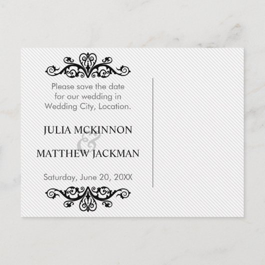 Zwarte zwembroeken die de datum opslaan aankondigingskaart (Achterkant)