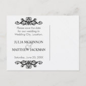 Zwarte zwembroeken die de datum opslaan aankondigingskaart (Achterkant)