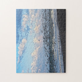 Zwarte zwemmers vertrekken op Kaapzekanaverstrand Legpuzzel