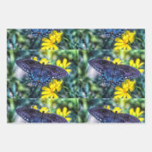 Zwarte Zwemstaart op gele bloemen Inpakpapier Vel (Voorkant 3)