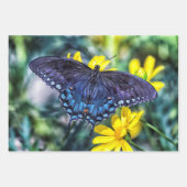 Zwarte Zwemstaart op gele bloemen Inpakpapier Vel (Voorkant 2)