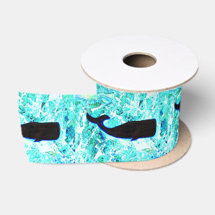 zwarte zwemwalvissen blauw Thunder_Cove Satijnen Lint