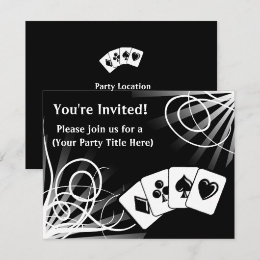 Zwarte Zwirl Aangepaste Uitnodigingen (Voorkant / Achterkant)