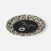 Zwarte Zwirl Damask op Tan, speciaal Afstuderen Papieren Bordje (Gekanteld)