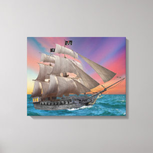 ZWARTEBAARDS PIRATENSCHIP CANVAS AFDRUK