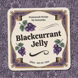 Zwartebessenjam-labelsticker in vintage-stijl vierkante sticker