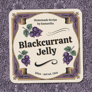 Zwartebessenjam-labelsticker in vintage-stijl vierkante sticker
