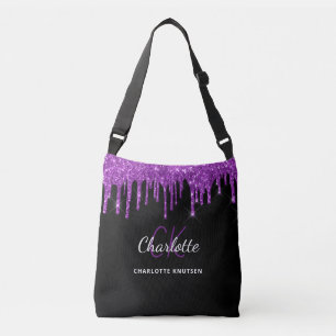 Zwartegrlazen druppels monogram initiaal crossbody tas