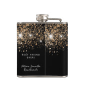 Zwartegrond glinsterende beste vrienden monogram heupfles (Achterkant)