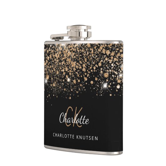 Zwartegrond glitter beste vriendinnen monogram heupfles (Links)