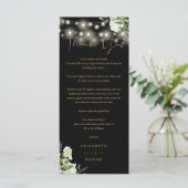 Zwartegrond groene bruiloft bedankkaart menu (Staand voorkant)