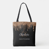 Zwartegroud glinsterende monogram- initials tote bag (Achterkant)
