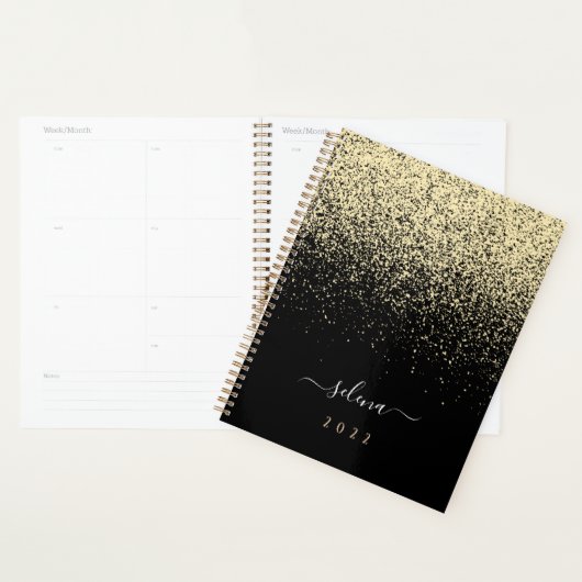 Zwartegroud Glitter Meisjes Monogram Planner (Display)