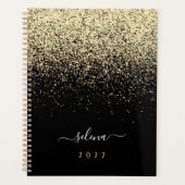 Zwartegroud Glitter Meisjes Monogram Planner (Voorkant)