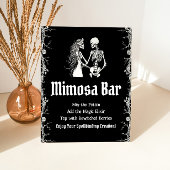 Zwartek gotische Halloween-skelet Mimosa Bar-bord  Reclamebord Met Voetstuk