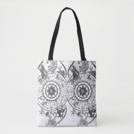 Zwartek + Witte Zodiac Astrologische Tekenen op ee Tote Bag